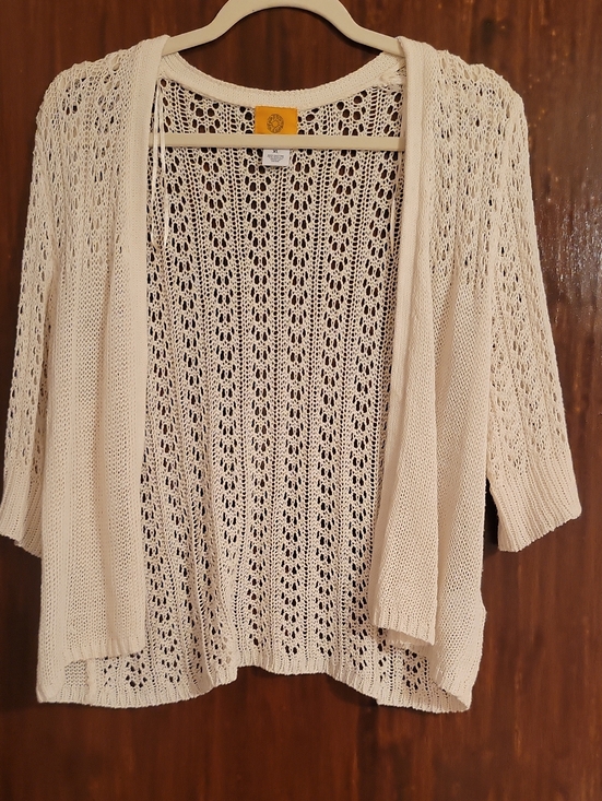 Ruby Rd. Sweaters - Ruby Rd. Open-Knit Cream Women's Cardigan